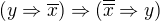$(y \Rightarrow \overline{x}) \Rightarrow (\overline{\overline{x}} \Rightarrow y)$