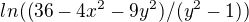 kopírovat do textarea $ln ((36-4x^{2}-9y^{2})/(y^{2}-1))$
