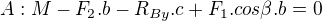 $A: M-F_{2}.b-R_{By}.c+F_{1}.cos\beta .b=0$