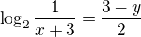 $\log_2\frac1{x+3}=\frac{3-y}2$