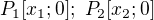 $P_1[x_1; 0]; \ P_2[x_2; 0]$
