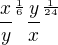 $\frac{x}{y}^{\frac{1}{6}}\frac{y}{x}^{\frac{1}{24}}$