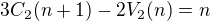 $3C_2(n+1)-2V_2(n)=n $