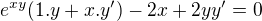 kopírovat do textarea $e^{xy}(1.y+x.y')-2x+2yy'=0$