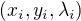 $(x_i,y_i,\lambda_i)$