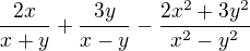 $\frac{2x}{x+y}+\frac{3y}{x-y}-\frac{2x^{2}+3y^{2}}{x^{2}-y^{2}}$