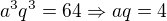$a^3q^3=64\Rightarrow aq=4$