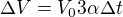 $\Delta V=V_03\alpha\Delta t$
