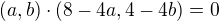 $(a,b)\cdot (8-4a, 4-4b ) = 0$