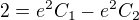 $2=e^2 C_1 - e^2 C_2$
