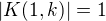$|K(1,k)| = 1$