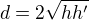 $d=2\sqrt{hh'}$
