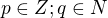 $p \in Z; q \in N$