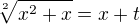$\sqrt[2]{x^2+x}=x+t$