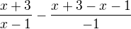 kopírovat do textarea $\frac{x+3}{x-1}- \frac{x+3-x-1}{-1}$