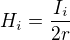 $H_i=\frac{I_i}{2r}$