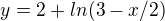 $ y=2+ln(3-x/2) $