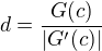 kopírovat do textarea $d=\frac{G(c)}{|G'(c)|} $
