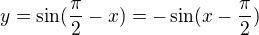 kopírovat do textarea $y=\sin (\frac{\pi}{2}-x)=-\sin(x-\frac{\pi}{2})$