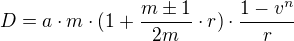 $D = a \cdot m \cdot (1 + \frac{m�1}{2m} \cdot r) \cdot \frac {1-v^n}{r} $