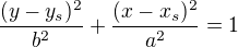 $\frac{(y-y_{s})^{2}}{b^{2}}+\frac{(x-x_{s})^{2}}{a^{2}}=1$