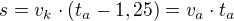 $s=v_k\cdot (t_a-1,25)=v_a \cdot t_a$