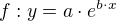 $f: y = a\cdot e^{b\cdot x}$