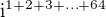 $\mathrm{i}^{1+2+3+\ldots+64}$