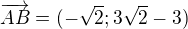 $\overrightarrow{AB}=(-\sqrt2;3\sqrt2-3)$