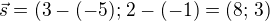 $\vec{s}=(3-(-5);\,2-(-1)=(8;\,3)$