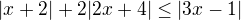 kopírovat do textarea $|x+2|+2|2x+4|\le |3x-1|$