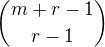 ${m + r - 1}\choose{r-1}$