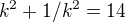 $k^{2}+1/k^{2}=14$