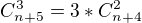 $C^{3}_{n+5}=3* C^{2}_{n+4}$