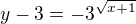$y-3=-3^{\sqrt{x+1}}$