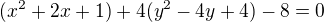 $(x^{2}+2x+1)+4(y^{2}-4y+4)-8=0$