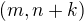 $(m,n+k)$