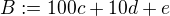 $B := 100c + 10d + e$