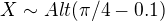 $X\sim Alt(\pi/4-0.1)$