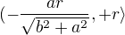 $(-\frac{ar}{\sqrt{b^2+a^2}}, +r \rangle$
