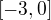$[-3,0]$