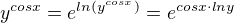 $y^{cos{x}}=e^{ln{(y^{cos{x}})}}=e^{cos{x}\cdot ln{y}}$