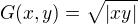 $G(x,y) = \sqrt {|xy|}$
