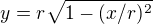 $y=r\sqrt{1-(x/r)^2}$
