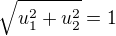 $\sqrt{u_1^2 + u_2^2} = 1$