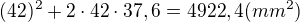 kopírovat do textarea $(42)^2+2\cdot 42\cdot 37,6=4922,4(mm^2)$