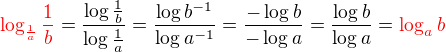 ${\color{red}\log_{\frac{1}{a}} \frac{1}{b}}= \frac{\log \frac{1}{b}}{\log \frac{1}{a}}=\frac{\log b^{-1}}{\log a^{-1}}=\frac{-\log b}{-\log a}=\frac{\log b}{\log a}={\color{red}\log_a b}$