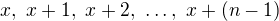 kopírovat do textarea $x,\ x+1,\ x+2,\ \dots,\ x+(n-1)$