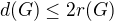 $d(G)\le 2r(G)$