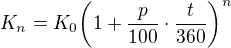 kopírovat do textarea $K_{n}=K_{0}\bigg(1+\frac{p}{100}\cdot \frac{t}{360}\bigg)^{n}$